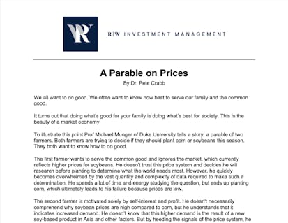 A Parable on Prices. Guest Author: Dr. Pete Crabb preview