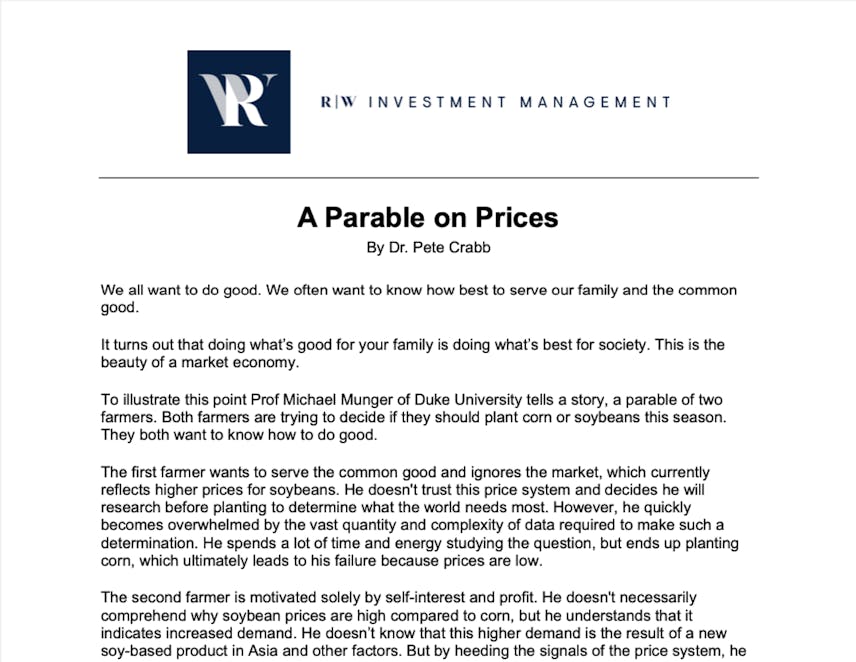 A Parable on Prices. Guest Author: Dr. Pete Crabb preview